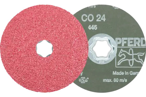 Pferd 40697 COMBICLICK Fibre Disc | 4-1/2" Diameter | 13300 RPM | Ceramic Oxide 24 Grit | Sold by Box of 25
