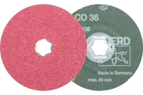 Pferd 40698 COMBICLICK Fibre Disc | 4-1/2" Diameter | 13300 RPM | Ceramic Oxide 36 Grit | Sold by Box of 25