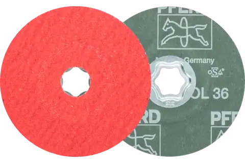 Pferd 40726 COMBICLICK Fibre Disc | 4-1/2" Diameter | 13300 RPM | Ceramic Oxide 36 Grit | Sold by Box of 25