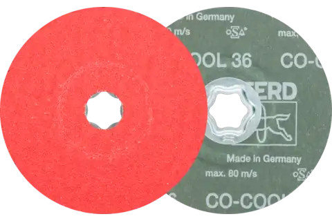 Pferd 40733 COMBICLICK Fibre Disc | 5" Diameter | 12200 RPM | Ceramic Oxide 36 Grit | Sold by Box of 25