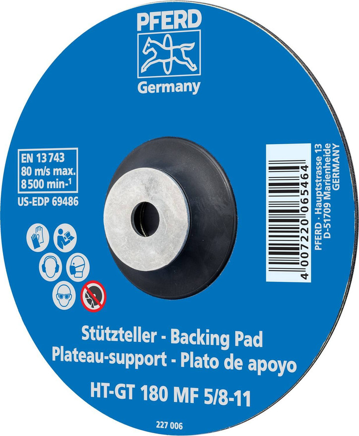 Pferd 69482 4-1/2" Temperature Resistant Fiber Disc Backing Pad | 5/8-11" Thread | 13,300 Max RPM | Hard Density