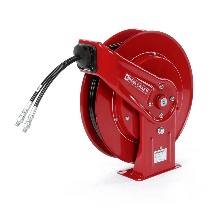 Reelcraft THA7630 OMP Dual Hydraulic Spring Retractable Hose Reel | 3/8 in. Hose Diameter | 30 Ft. Hose Length | 2,000 Max PSI