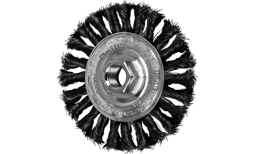 PFERD 82387 Full Cable Twist Knot Wheel | 4" Diameter | 1/2" Width | Carbon Steel Wire | Box of 10
