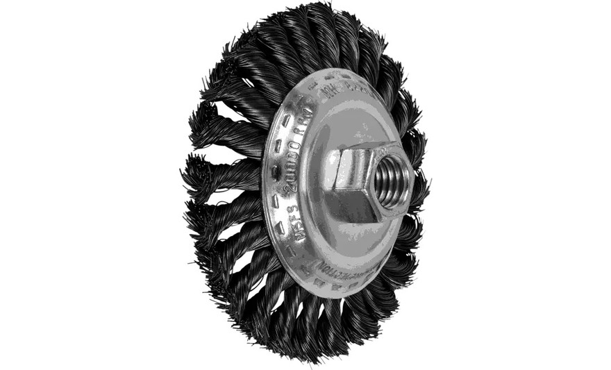 PFERD 82201 Knot Wire Bevel Brush | 4" Diameter | Carbon Steel Wire | Box of 5
