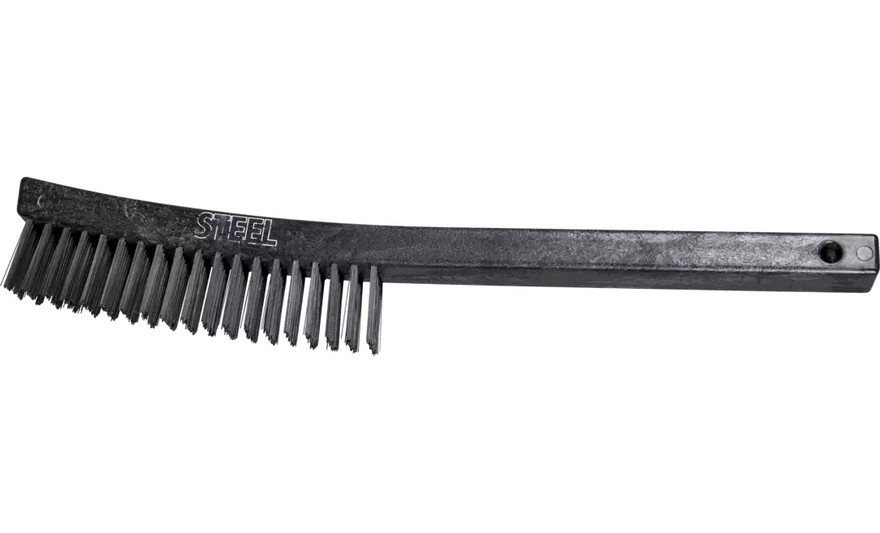 PFERD 85016 Curved Handle Synthetic Scratch Brush | Carbon Steel Wire | Box of 12