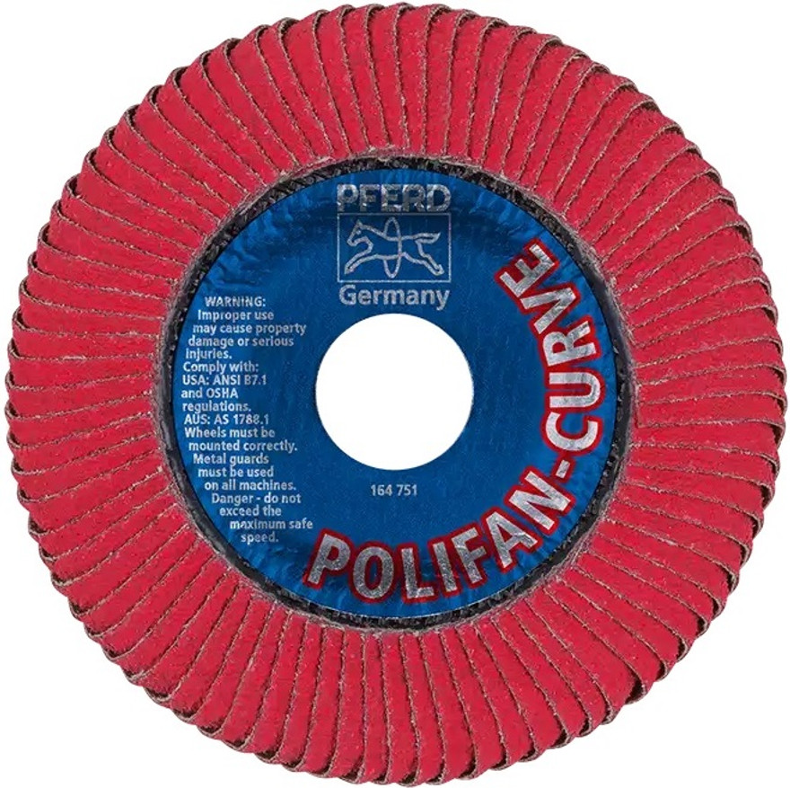 PFERD 67381 Polifan Flap Disc | 7/8" Arbor Hole | 4-1/2" Diameter | 13,300 RPM | 60 Grit Size | Sold by Box of 10