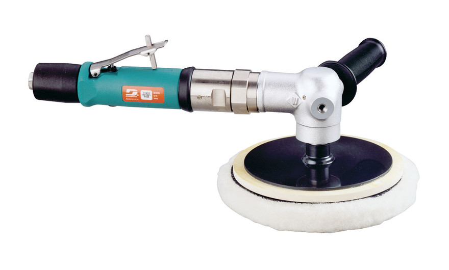 Dynabrade 51470 6"-8" Right Angle Two-Hand Rotary Air Buffer | 0.7 HP | 2,000 RPM | 5/8"-11 Male Tool Thread | Safety-Lock Throttle