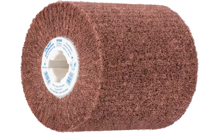 Pferd 43105 4" x 4" Non Woven Polinox Finishing Drum | 4,800 Max. RPM | 3/4" Arbor Hole | Aluminum Oxide 280 Grit | PNL Type