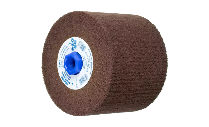 Pferd 46787 5" x 4" Non Woven Polinox Finishing Drum | 3,100 Max. RPM | 5/8-11" Arbor Hole | Aluminum Oxide 180 Grit | PNL Type
