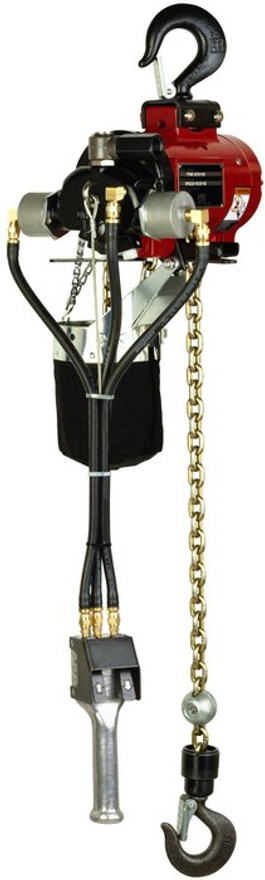 Ingersoll Rand 7776E-2C10-C6U 1 Ton Air Chain Hoist | 10 ft. Lift | 6 Drop Standard | Steel Snap Hook | Pendent Control | Canvas Chain Container