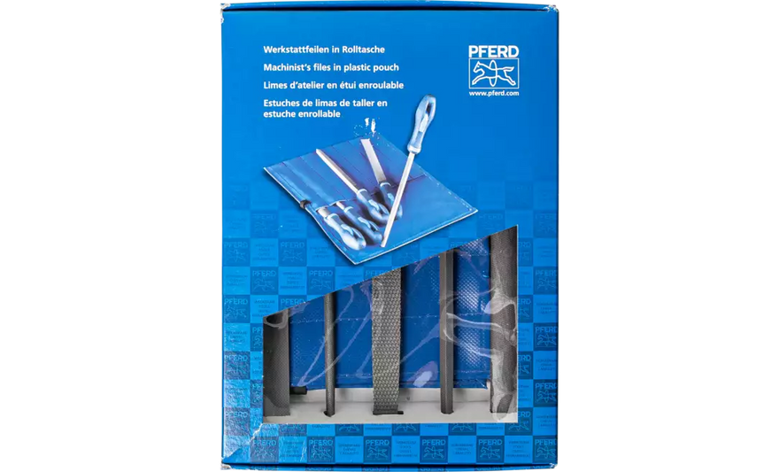 Pferd 16077 American Pattern 8" Machinist File Set | 520-WRU | Plastic Pouch | Set of 5