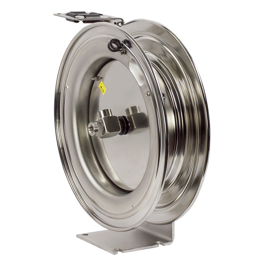 Coxreels P-LPL-425-SS Stainless Steel Spring Rewind Hose Reel | SS-P Series | 1/2" Hose Diameter | 25' Hose Length | 300 Max PSI | Less Hose