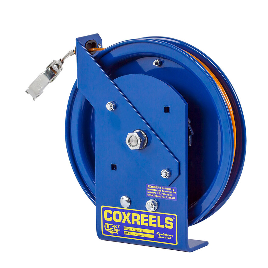 Coxreels EZ-SD-50-1 Spring Rewind Static Discharge Cable Reel | EZ-SD Series | 5/32" Gauge | 50' Hose Length | Stainless Steel