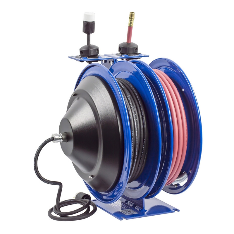 Coxreels C-L350L-5012L-X Dual Purpose Electric/Air Spring Rewind Reel | C Air-Electric Series | 3/8" Hose Diameter | 50' Hose Length | 300 Max PSI | Less Hose