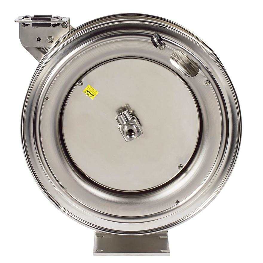 Coxreels TSHL-N-3100-SS Stainless Steel Spring Rewind Hose Reel | T-SS Series | 3/8" Hose Diameter | 100' Hose Length | 300 Max PSI | Less Hose