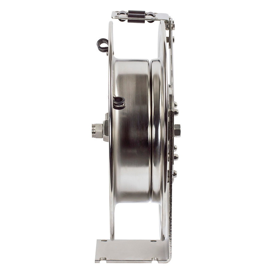 Coxreels TSHL-N-450-SS Stainless Steel Spring Rewind Hose Reel | T-SS Series | 1/2" Hose Diameter | 50' Hose Length | 300 Max PSI | Less Hose