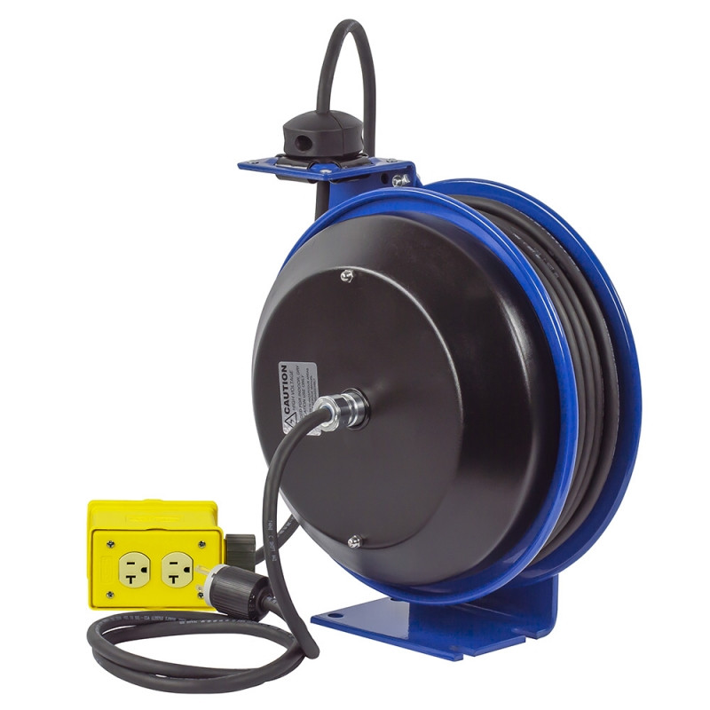 Coxreels PC17L-5010 Spring Rewind Power Cord Reel | PC Series | 115 Volts | 50' Cord Length | 30 Amps | Less Cord