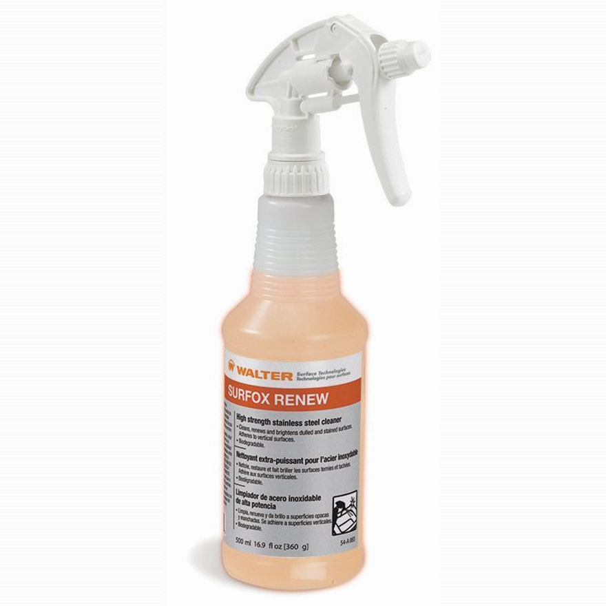 Walter Surface Technologies 54A083 SURFOX RENEW High Strength Stainless Steel Cleaner | Sprayer | 16.9 Ounce Capacity Volume | Box of 12