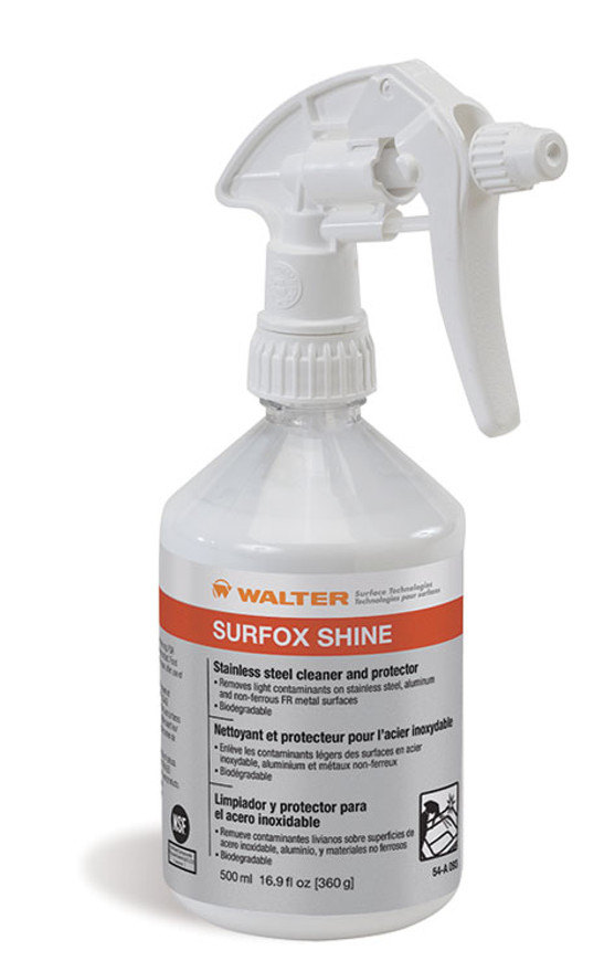 Walter Surface Technologies 54A093 SURFOX SHINE Cleaner and Protector for Stainless Steel | Sprayer | 16.9 Ounce Capacity Volume | Box of 12
