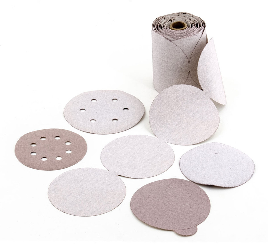 United Abrasive 37807 Premium PSA Paper Disc Roll | 4S Premium Stearated Aluminum Oxide | 5" Diameter | 280 Grit | Sold by Box of 400