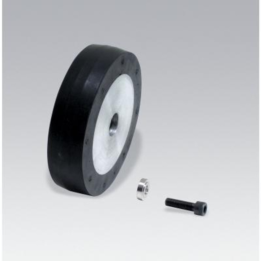 Dynabrade 11620 Contact Wheel Assembly | 4" Dia. x 1" W x 5/8" I.D. | Crowned | 40 Duro Rubber