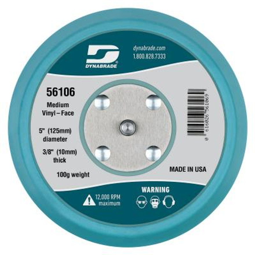 Dynabrade 56106 Non-Vacuum Disc Pad | 5" Pad Size | 3/8" Thickness | Vinyl-Face | Medium Density