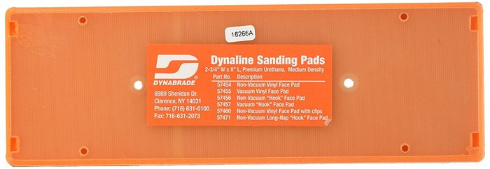 Dynabrade 57460 Non-Vacuum Pad with Clip | 2-3/4" x 8 Pad Size | 3/8" Thickness | Vinyl-Face | Medium Density