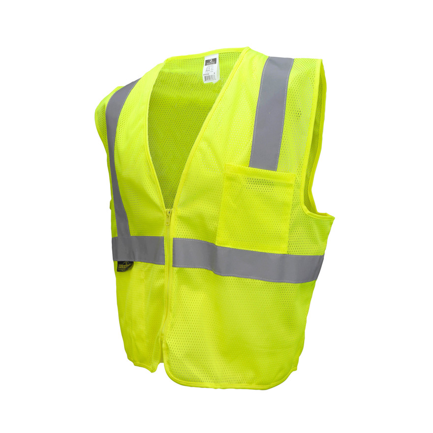 Radians SV2ZGMM Type R Class 2 Economy Mesh Safety Vest With Zipper | Hi-Vis Green | Medium Size | Each