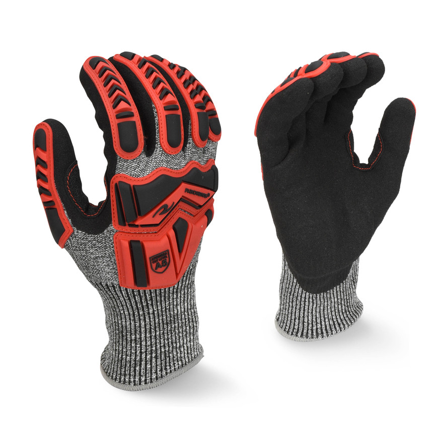 Radians RWG609XXL A5 Cut Protection Work Gloves | EVA Padded Palm | Gray/Red | 2X-Large Size | Case of 6 Boxes of 12 Pairs in Each Box