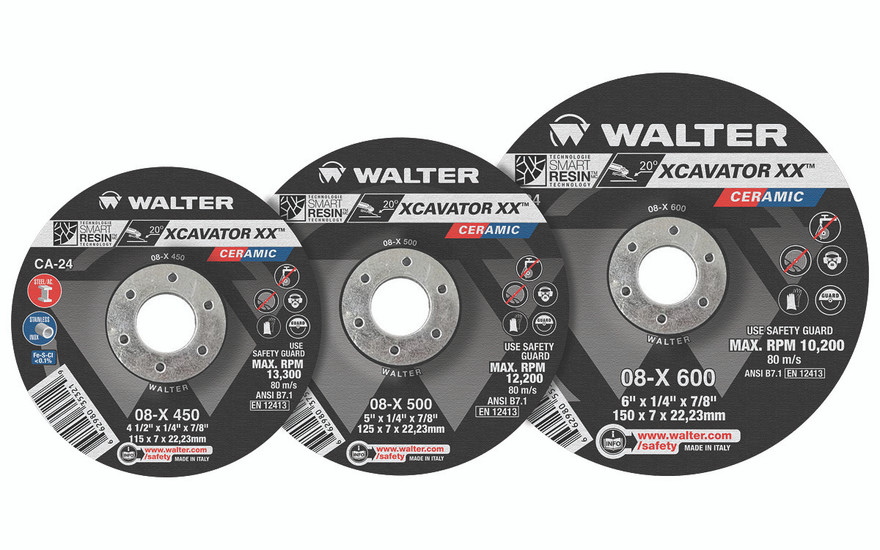 Walter Surface Technologies 08X702 XCAVATOR XX 1/8" Type 27 Angle Grinder Grinding Wheel | 7/8" Arbor Hole | 7" Diameter | Sold by Box of 10