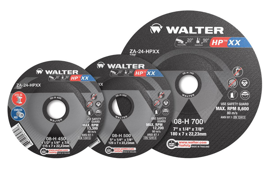 Walter Surface Technologies 08K906 HP XX 1/4" Type 28 Angle Grinder Grinding Wheel | 5/8" - 11 Arbor Hole | 9" Diameter | Sold by Box of 10