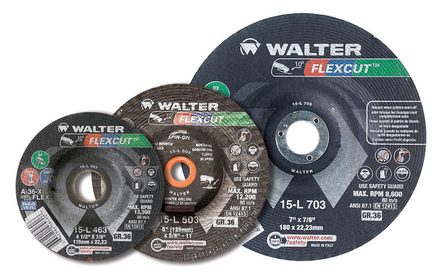 Walter Surface Technologies 15L703 FLEXCUT Type 29 Angle Grinder Grinding Wheel | 7/8" Arbor Hole | 7" Diameter | Sold by Box of 25