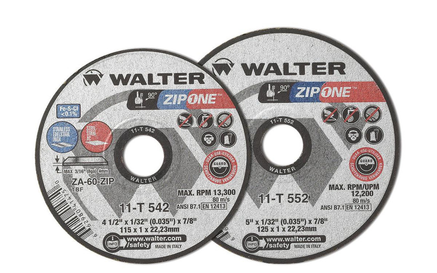 Walter Surface Technologies 11T552 ZIP ONE 1/32" Type 1 Angle Grinder Cut-Off Wheel | 7/8" Arbor Hole | 5" Diameter | Sold by Box of 25