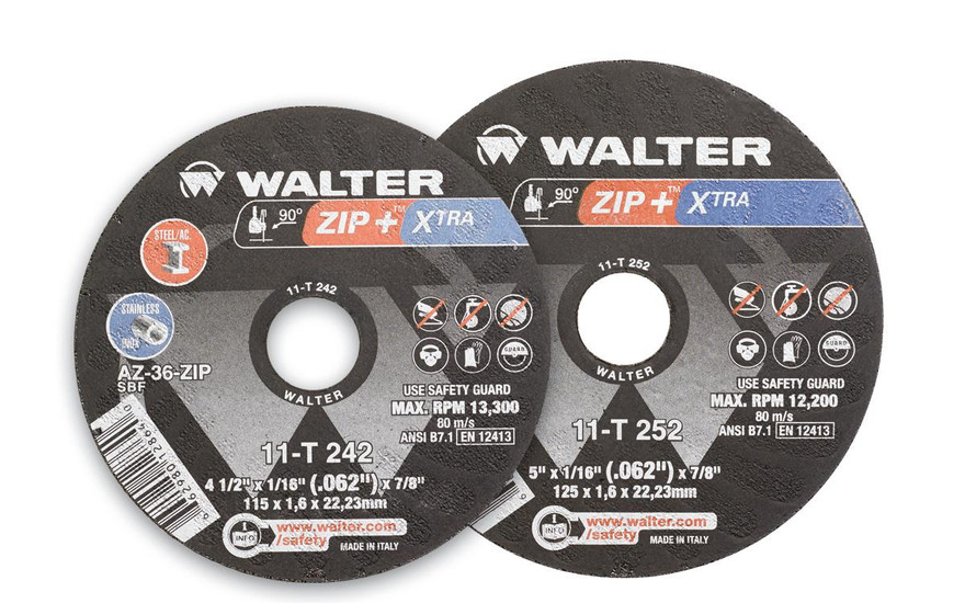 Walter Surface Technologies 11T453 ZIP+ XTRA 1/16" Type 27 Angle Grinder Cut-Off Wheel | 7/8" Arbor Hole | 4-1/2" Diameter | Sold by Box of 25