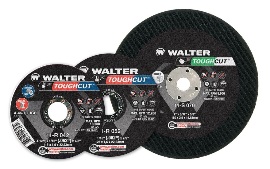Walter Surface Technologies 11R062 TOUGHCUT 7/8" Type 1 Angle Grinder Cut-Off Wheel | 7/8" Arbor Hole | 6" Diameter | Sold by Box of 25