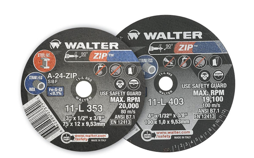 Walter Surface Technologies 11L403 ZIP 1/32" Type 1 Straight Grinder Cut-Off Wheel | 3/8" Arbor Hole | 4" Diameter | Sold by Box of 25