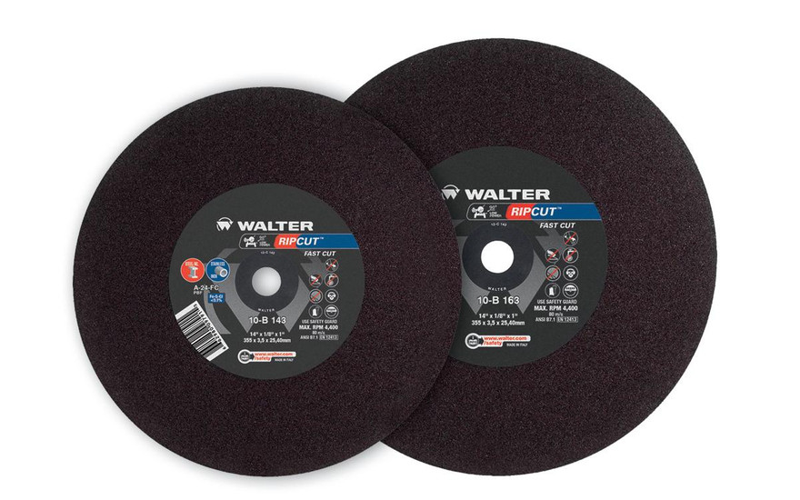 Walter Surface Technologies 10B163 RIPCUT 5/32" Type 1 Stationnary Saw Cut-Off Wheel | 1" Arbor Hole | 16" Diameter | Sold by Box of 10