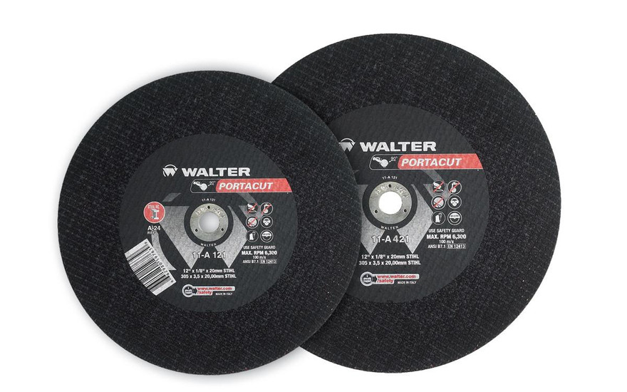 Walter Surface Technologies 11A141 PORTACUT 1/8" Type 1 Gas Saw Cut-Off Wheel | 20 mm STIHL Arbor Hole | 14" Diameter | Sold by Box of 10
