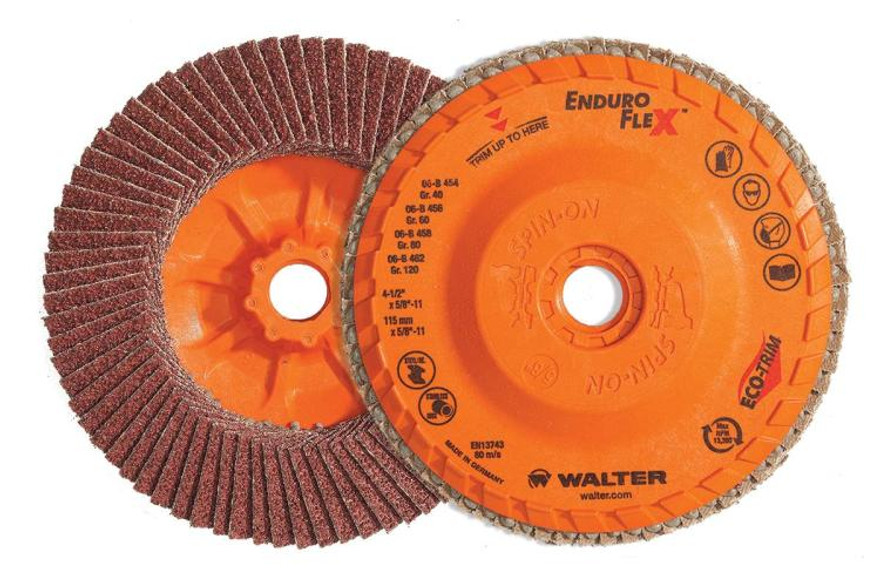 Walter Surface Technologies 06B504 ENDURO-FLEX Flap Disc | 5/8" - 11 Arbor Hole | 5" Diameter | 12200 Max. RPM | Zirconia Alumina 40 Grit | Sold by Box of 10