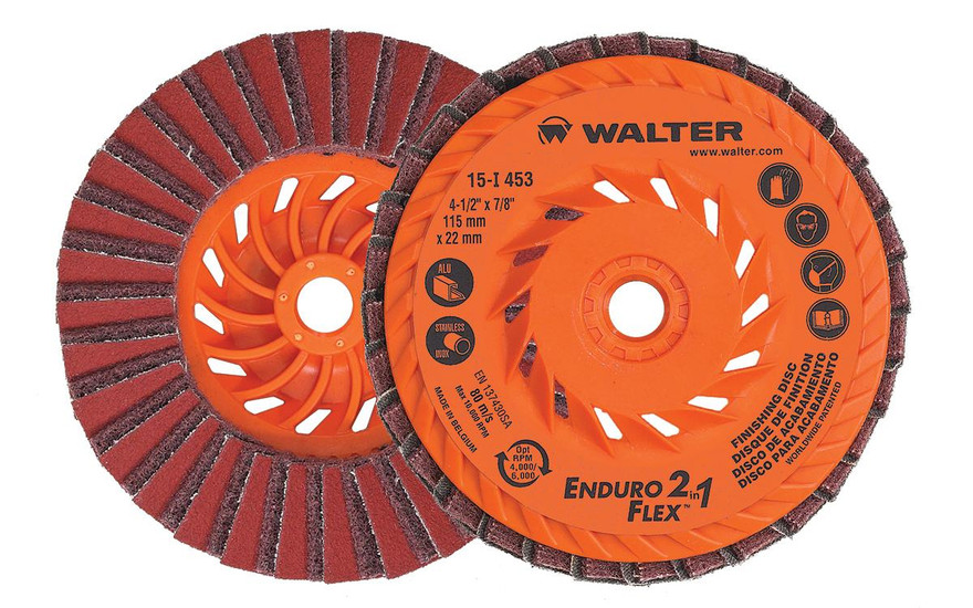 Walter Surface Technologies 15I453 ENDURO-FLEX 2-IN-1 Flap Disc | 5/8" - 11 Arbor Hole | 4-1/2" Diameter | 13300 Max. RPM | Ceramic 80 Grit | Sold by Box of 10