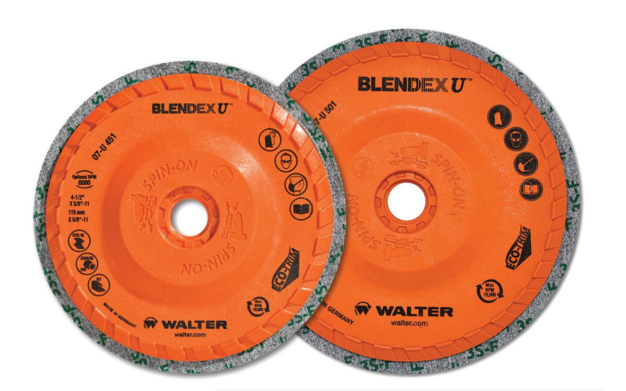 Walter Surface Technologies 07U501 BLENDEX U Cup Disc | 5/8" - 11 Arbor Hole | 5" Diameter | 9600 Max. RPM | Sold by Box of 5