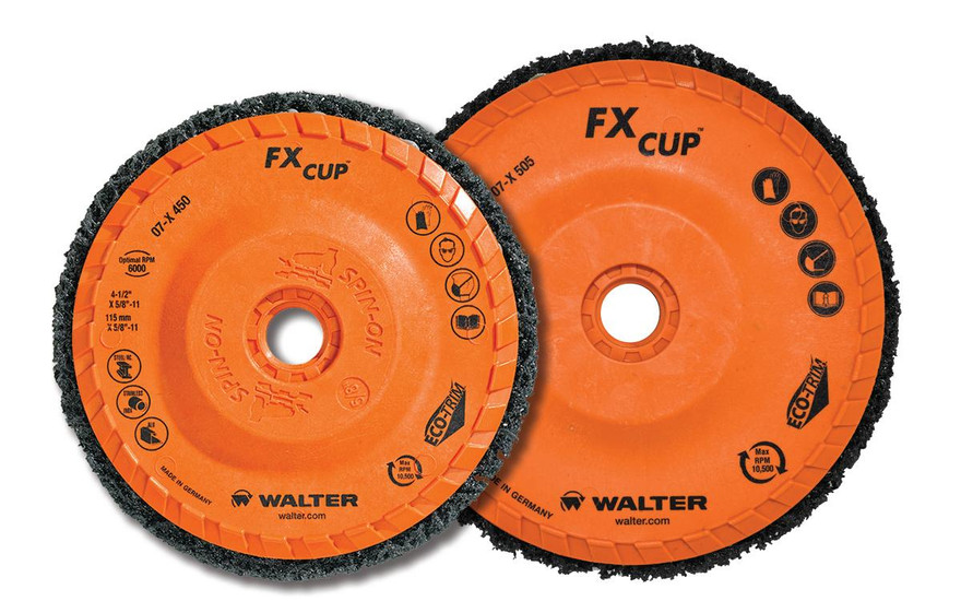 Walter Surface Technologies 07X450 FX Cup Disc | 5/8" - 11 Arbor Hole | 4-1/2" Diameter | 10500 Max. RPM | Sold by Box of 5