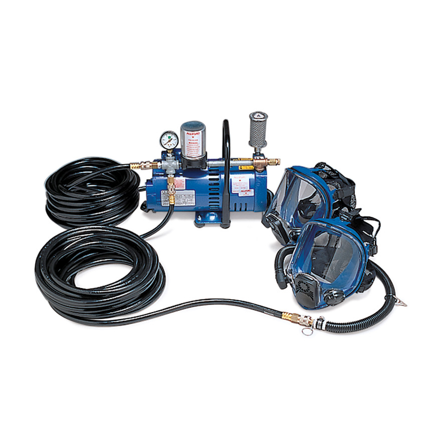 Allegro 9200-02 2-Worker Full Mask System with Two 50' Hoses | Low Pressure | Anti-Fog Lens | Clear