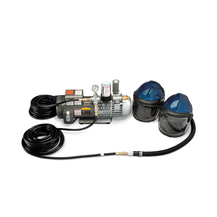 Allegro 9247-02 2-Worker SAR Shield/Helmet System with Two 50' Hoses | Low Pressure | Anti-Fog Lens | Clear