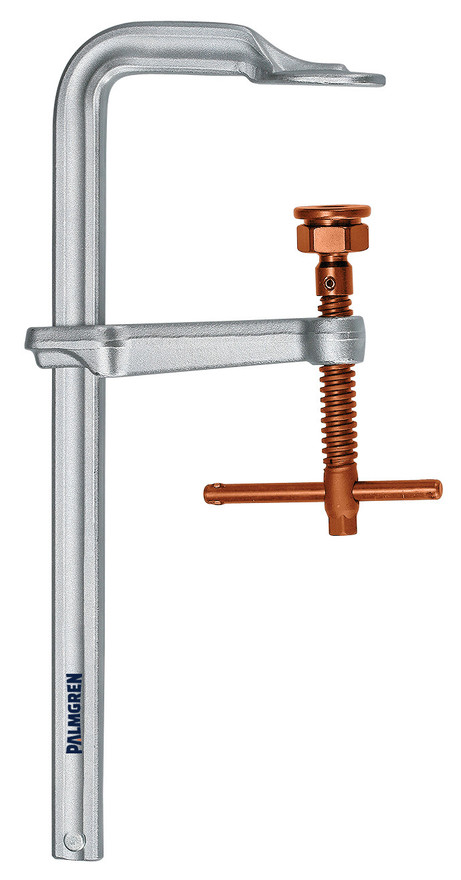 Palmgren 9629424 Heavy Duty L-Clamp With Copper Spindle | 24" Max Open Capacity | 3/4" Spindle Diameter | 4-3/4" Throat Capacity
