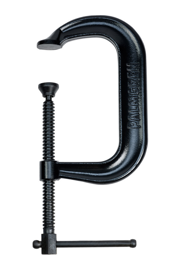 Palmgren 9629513 Drop Forged Deep Throat C-Clamp With Black Oxide Spindle | 6" Max Open Capacity | 0.670" Spindle Diameter | 4-1/8" Throat Capacity