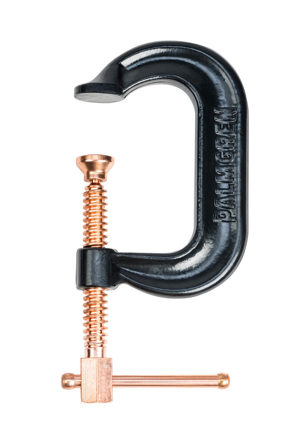 Palmgren 9629518 Drop Forged Deep Throat C-Clamp With Copper Spindle | 3" Max Open Capacity | 0.527" Spindle Diameter | 2-1/2" Throat Capacity