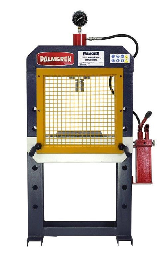Palmgren 9661613 25 Ton Manual Pump Floor Hydraulic Press | 19.7" x 14.17" Throat Capacity | 19"x19" Max. Work Diameter