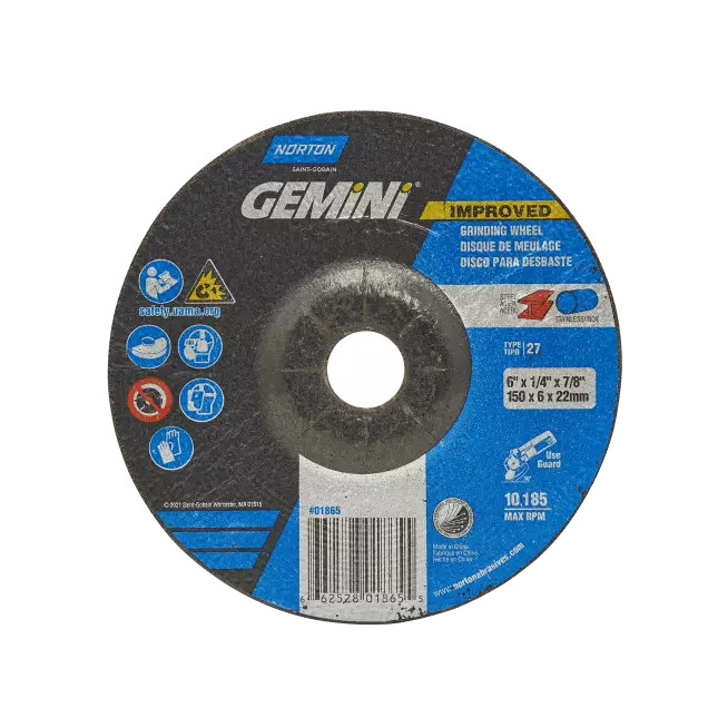 Norton 66252843598 Gemini Grinding Wheel | Type 27 | Aluminum Oxide | Sold by Box of 25