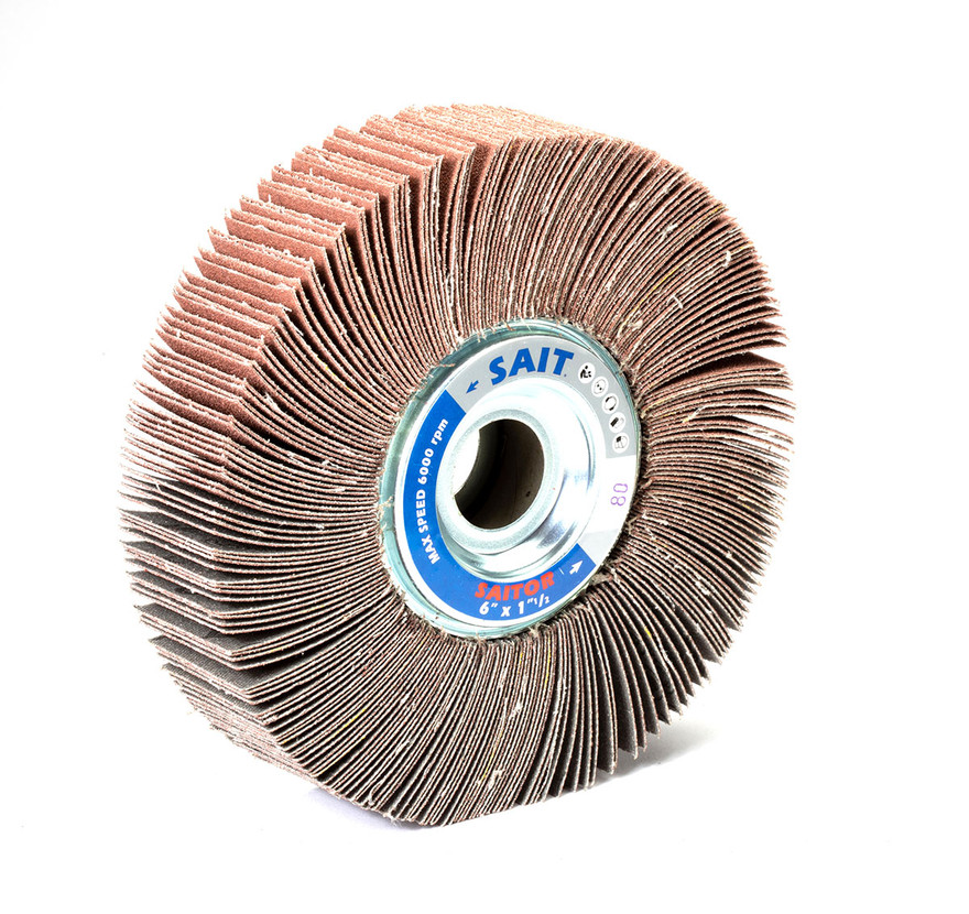 United Abrasives SAIT 72035 Large Diameter Flap Wheel | 6" Diameter | 2" Thickness | 60 Grit | 6000 Max RPM | 3A Aluminum Oxide | Sold by Pack of 5